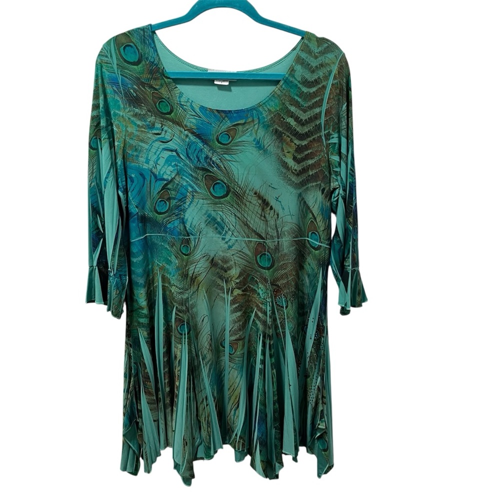 Reina Peacock Feather Dress/Tunic Top